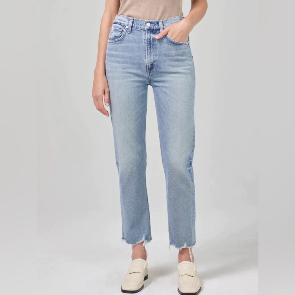 CITIZENS DAPHNE CROP HIGH RISE STOVEPIPE‎ IN CHECKMATE Jeans 28
